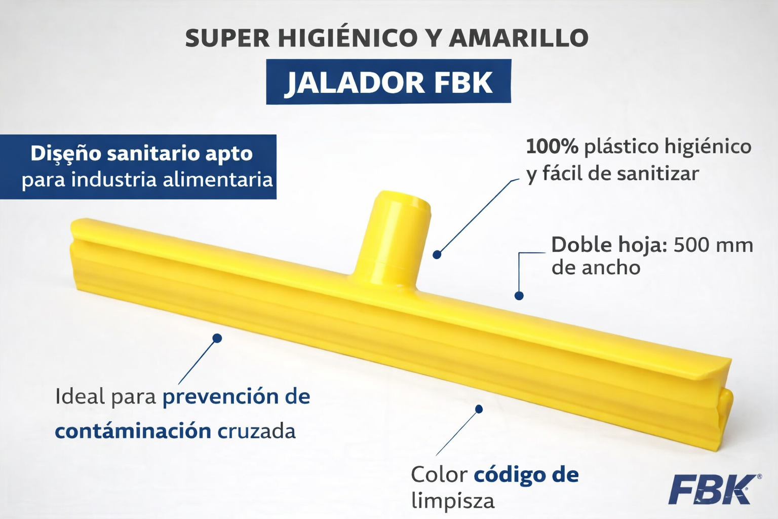 Jalador Super Higiénico FBK Amarillo Escurridor Sanitario para Limpieza Industrial-2