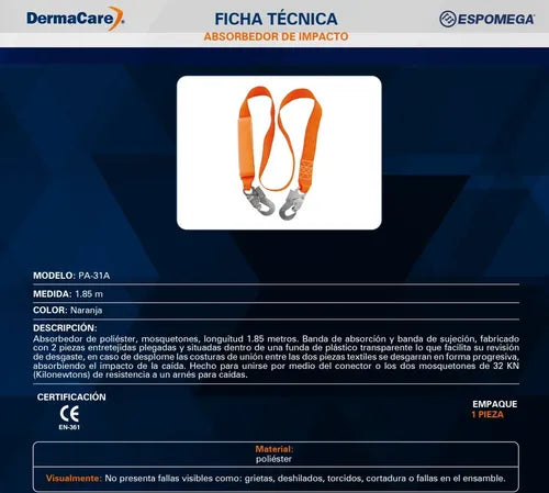 Absorbedor de Impacto PA-31A Derma Care | Eslinga 1.85m-3
