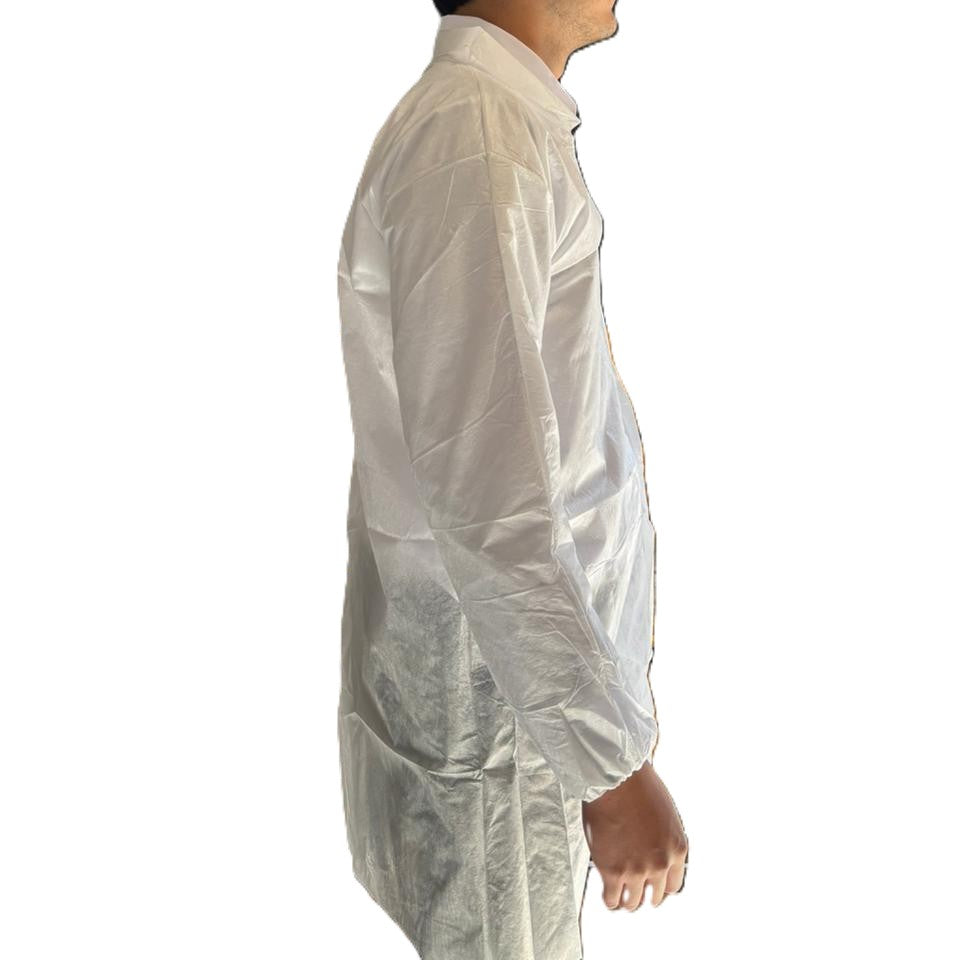 Bata Blanca de Protección SMS Manga Larga con Broches-3