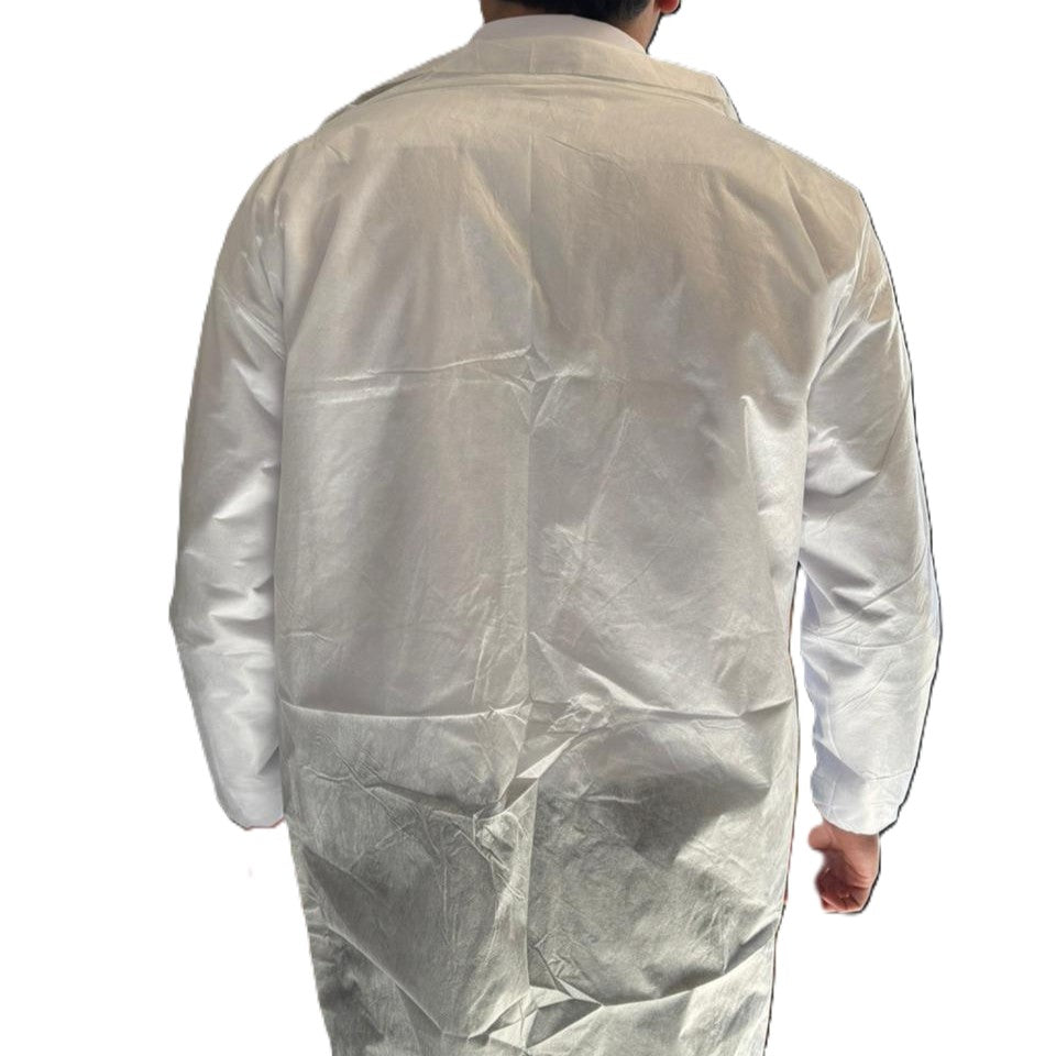 Bata Blanca de Protección SMS Manga Larga con Broches-2