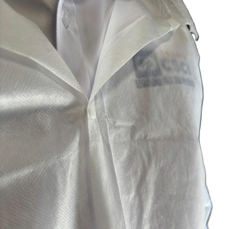 Bata Blanca de Protección SMS Manga Larga con Broches-4
