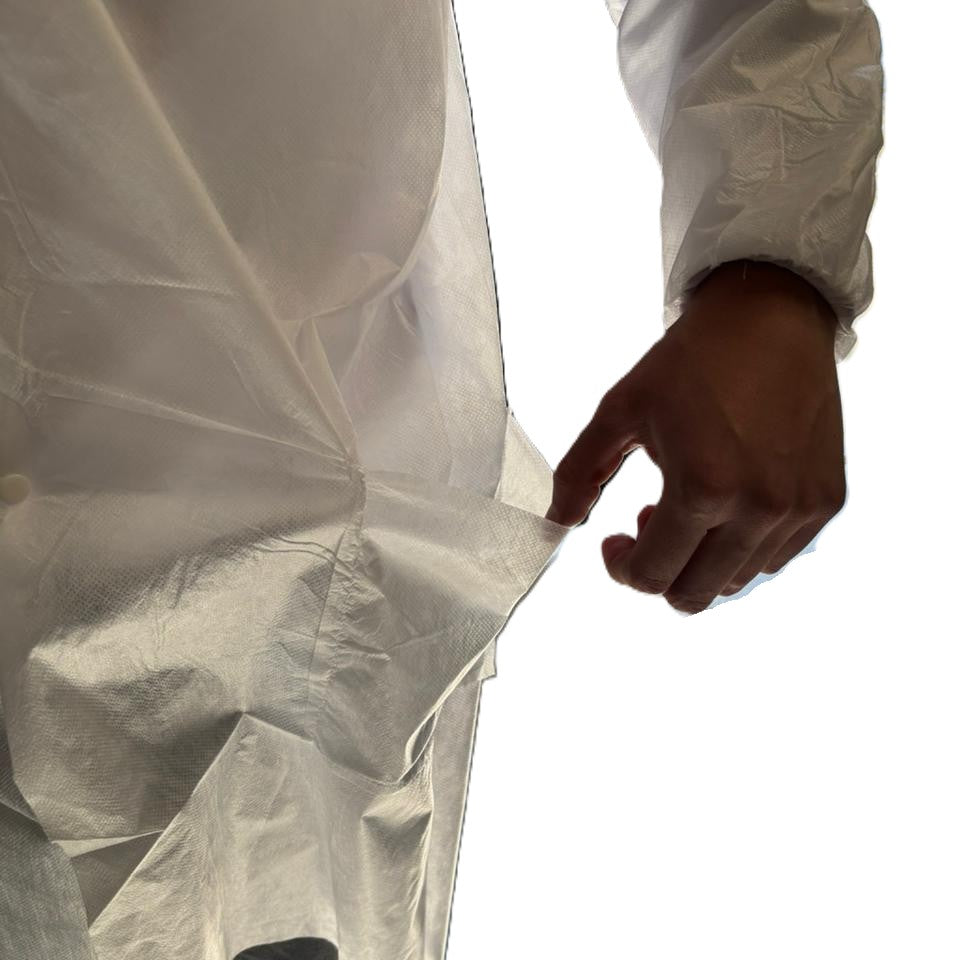 Bata Blanca de Protección SMS Manga Larga con Broches-6