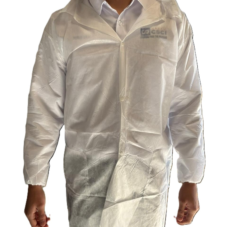 Bata Blanca de Protección SMS Manga Larga con Broches-1