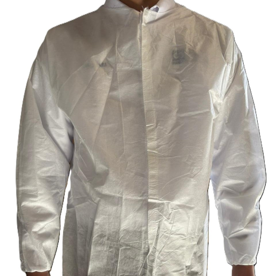 Bata Desechable Blanca Manga Larga con Velcro Unitalla