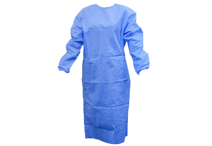 Bata Desechable Azul Manga Larga con Jareta Protección Higiénica Unitalla-2