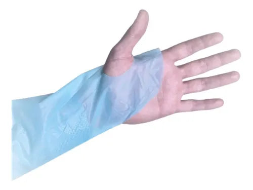 Bata de Polietileno Azul con Ajuste en Pulgar Bata Desechable Impermeable Caja C/100 pza