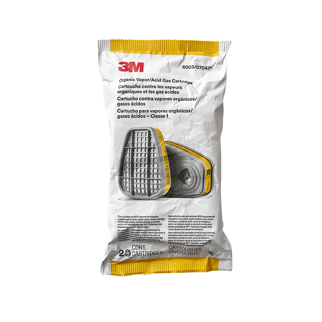 Cartucho 3M 6003 Contra Vapores Orgánicos y Gases Ácidos Paquete con 2 Piezas