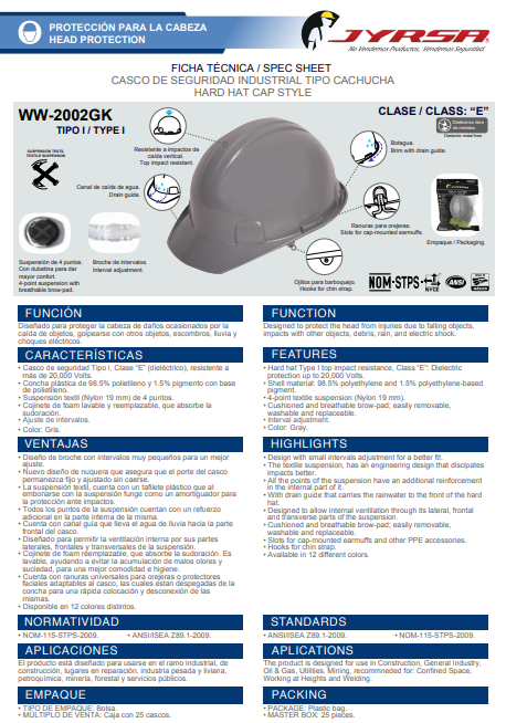 Casco de Seguridad Gris Jyrsa WW-2002