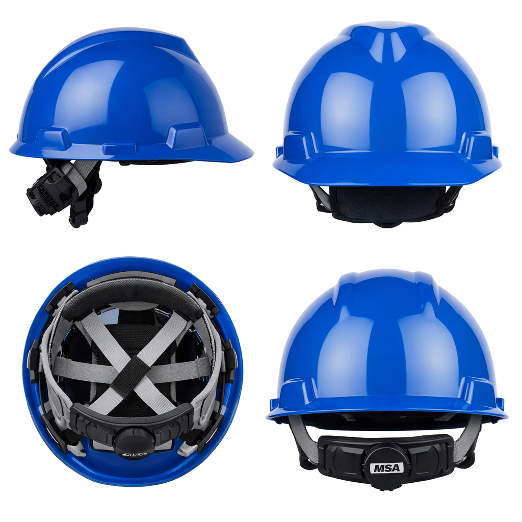 Casco MSA V-Gard con Suspensión Fas-Trac III de 4 Puntos Protección Industrial-3
