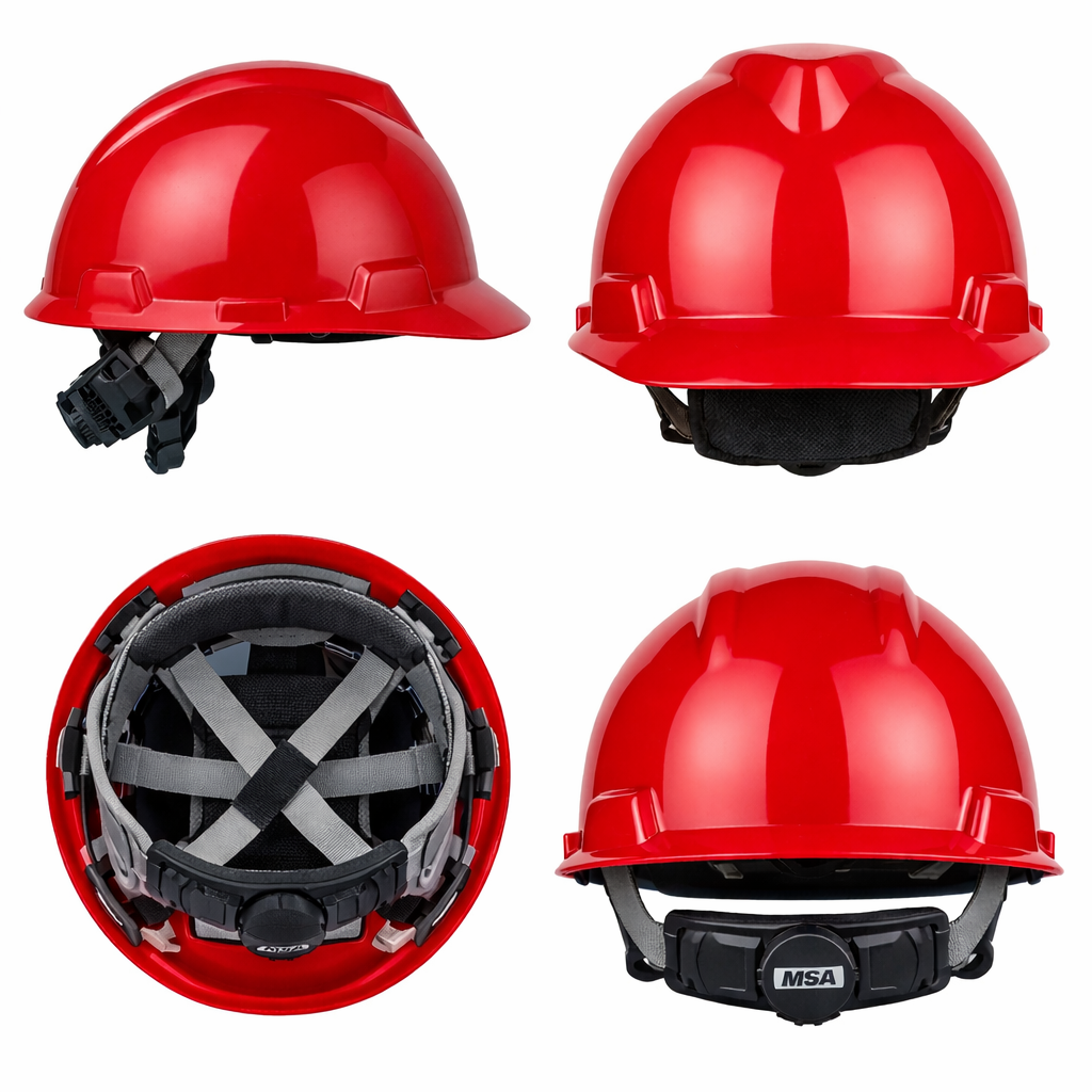 Casco MSA V-Gard con Suspensión Fas-Trac III de 4 Puntos Protección Industrial
