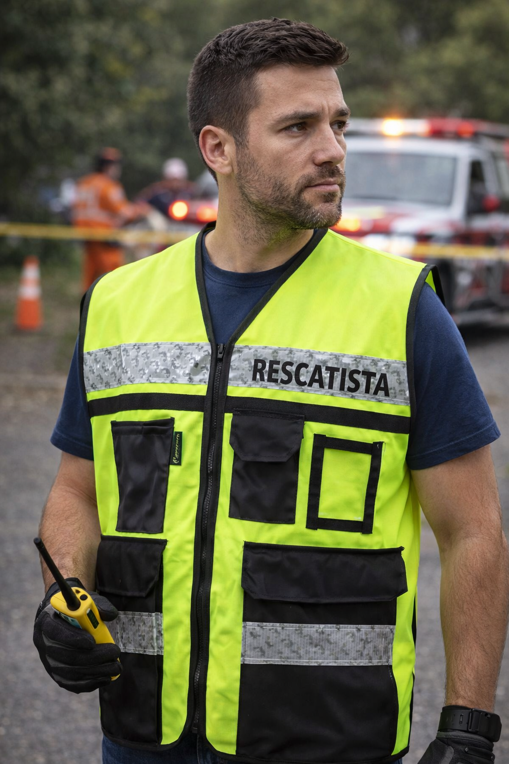 Chaleco Amarillo Cerrado Rescatista 2090AM Alta Visibilidad para Emergencias y Seguridad-2