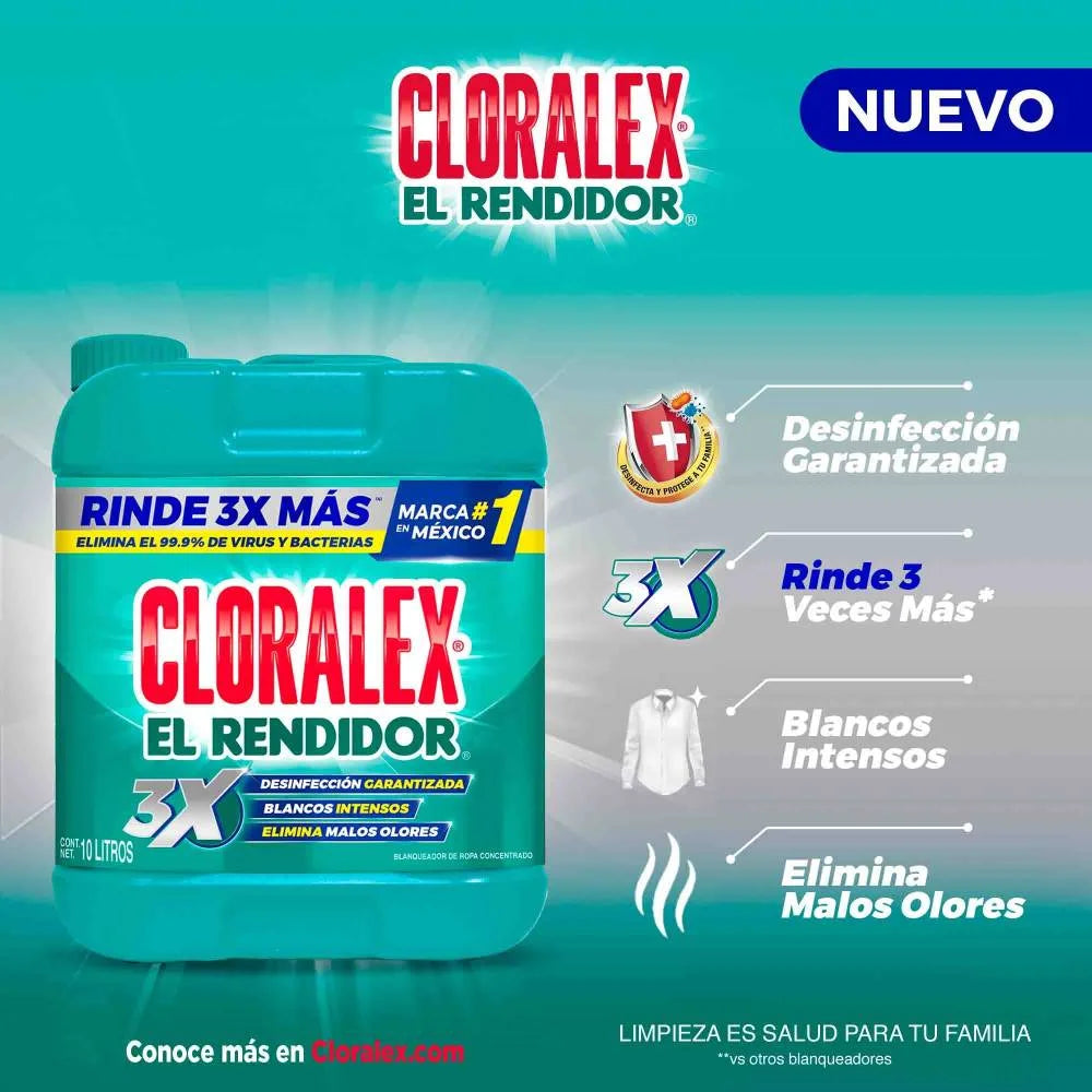 Cloro Cloralex 10 Litros | Desinfectante y Blanqueador Rendidor-4