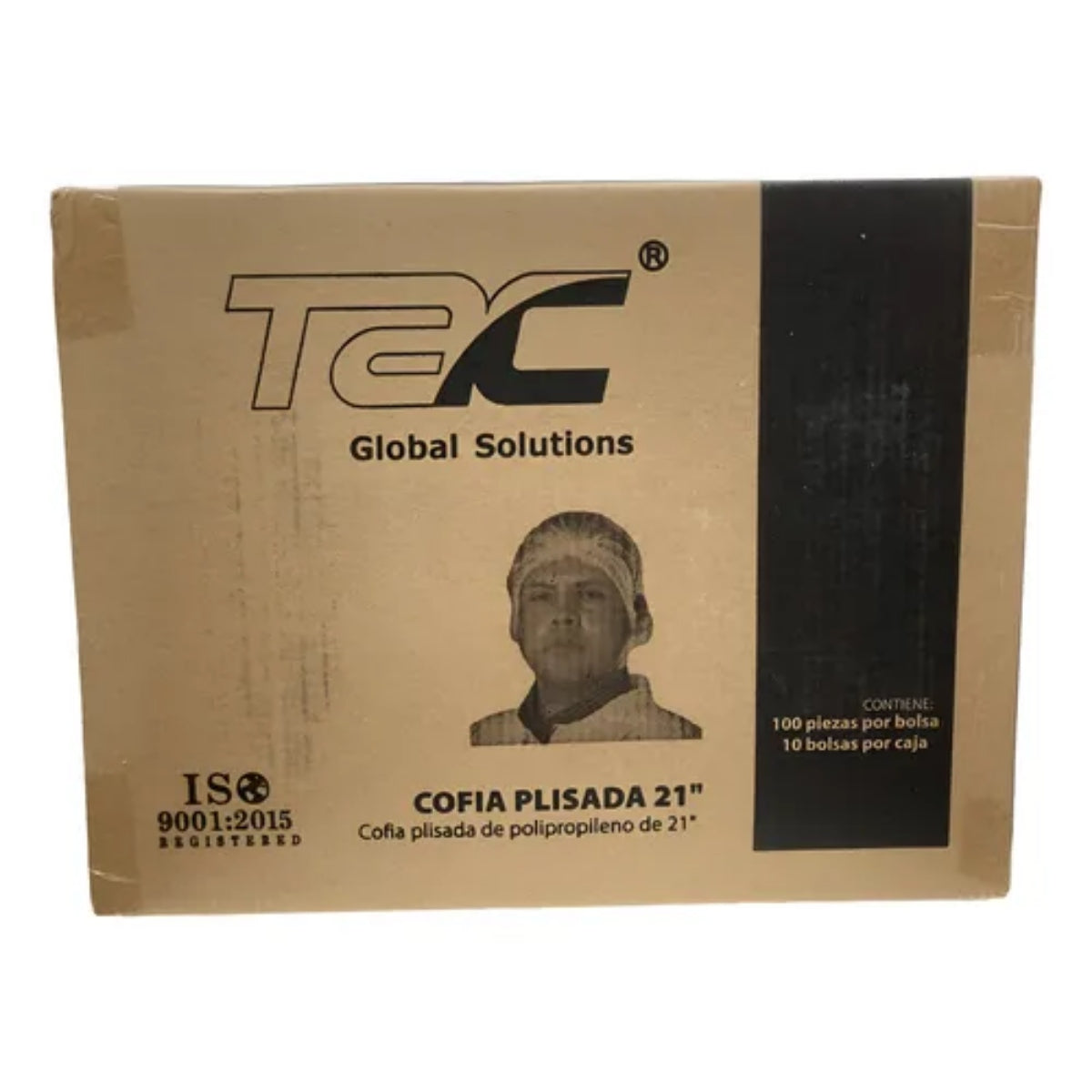Cofia Plisada de Polipropileno Blanca 21" TAC 100 Piezas-4