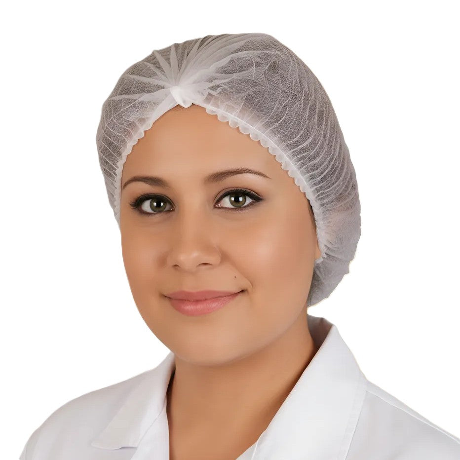 Cofia Plisada Desechable Blanca CSCI Paquete con 100 Piezas-2