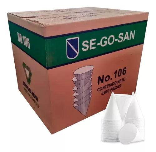 Conos de Papel SE-GO-SAN #108 Vasos Cónicos Desechables para Agua Caja c/ 5000 pza-2