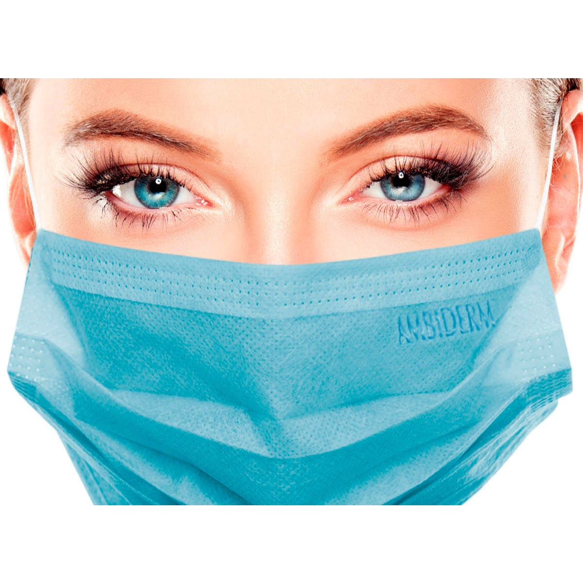 Cubrebocas Plisado Ambiderm Azul Tricapa con Elástico 50 Piezas