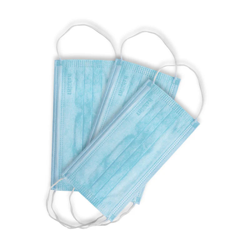 Cubrebocas Plisado Ambiderm Azul Tricapa con Elástico 50 Piezas-6