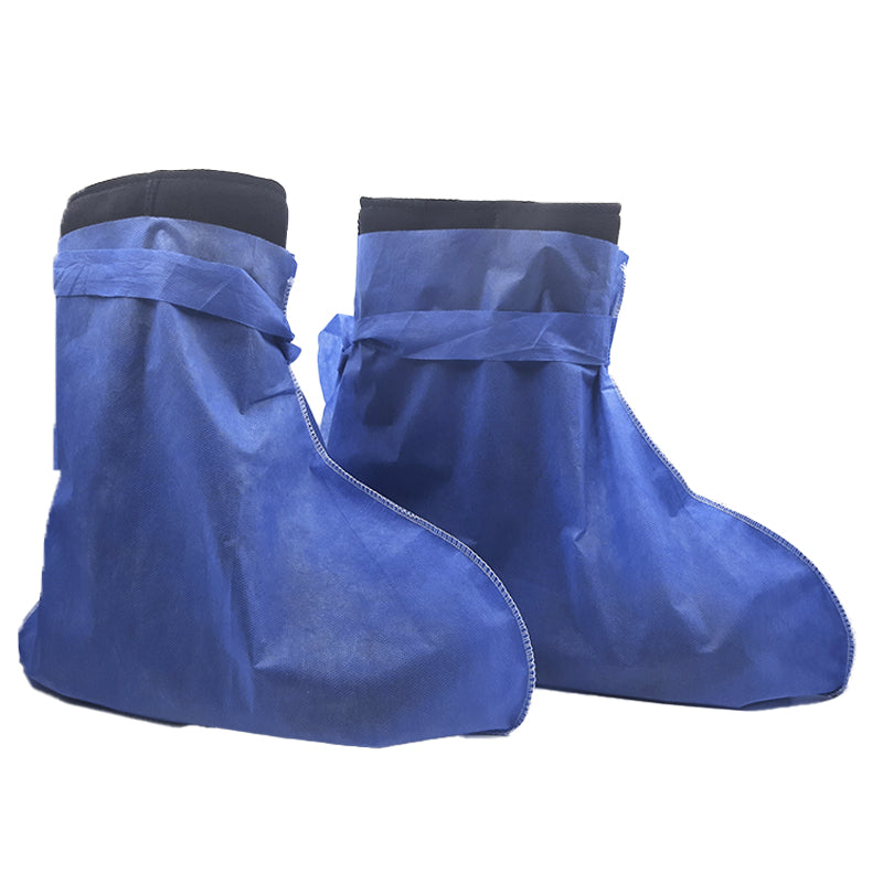 Cubre Bota Azul SMS con Plantilla Antiderrapante Protección Sanitaria Industrial Paquete con 50-3