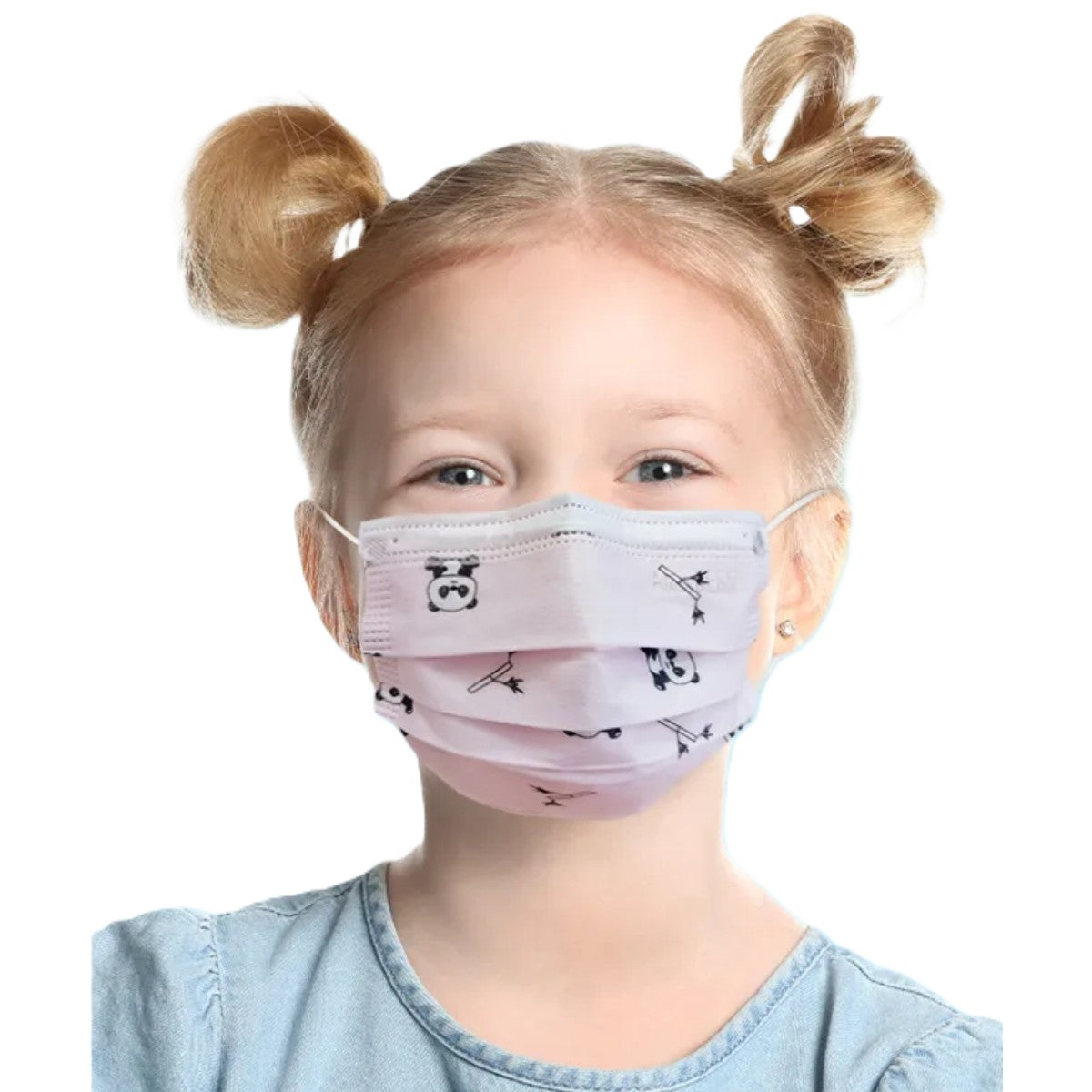 Cubrebocas Infantil Ambiderm Rosa Pandas Caja 50 Piezas-3