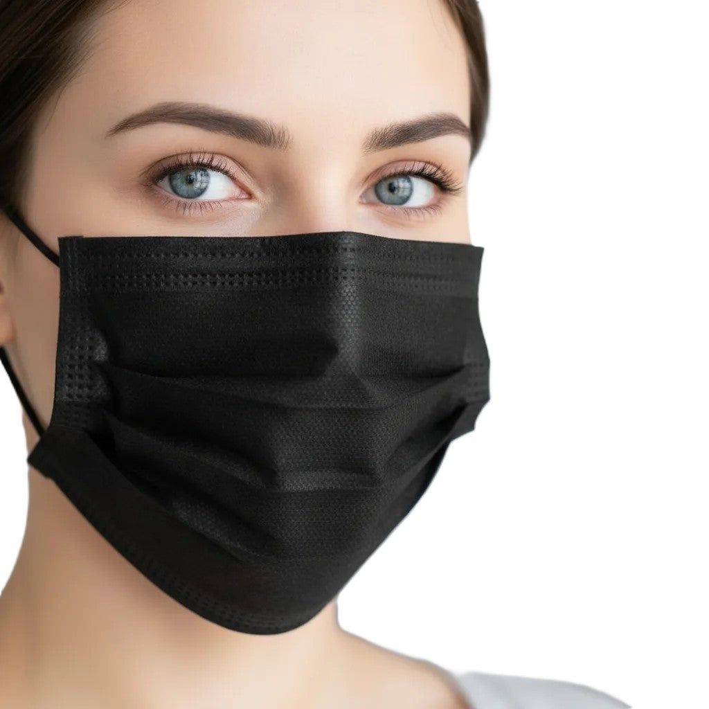 Cubrebocas Ambiderm Negro Plisado Tricapa Termosellado 50 Piezas-4