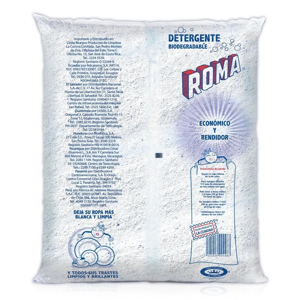 Detergente Roma 10 kg Jabón en Polvo para Lavado Industrial y Doméstico de Alto Rendimiento