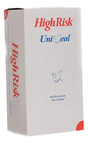 Guante de Látex Azul Libre de Polvo High Risk Uniseal 50 Piezas