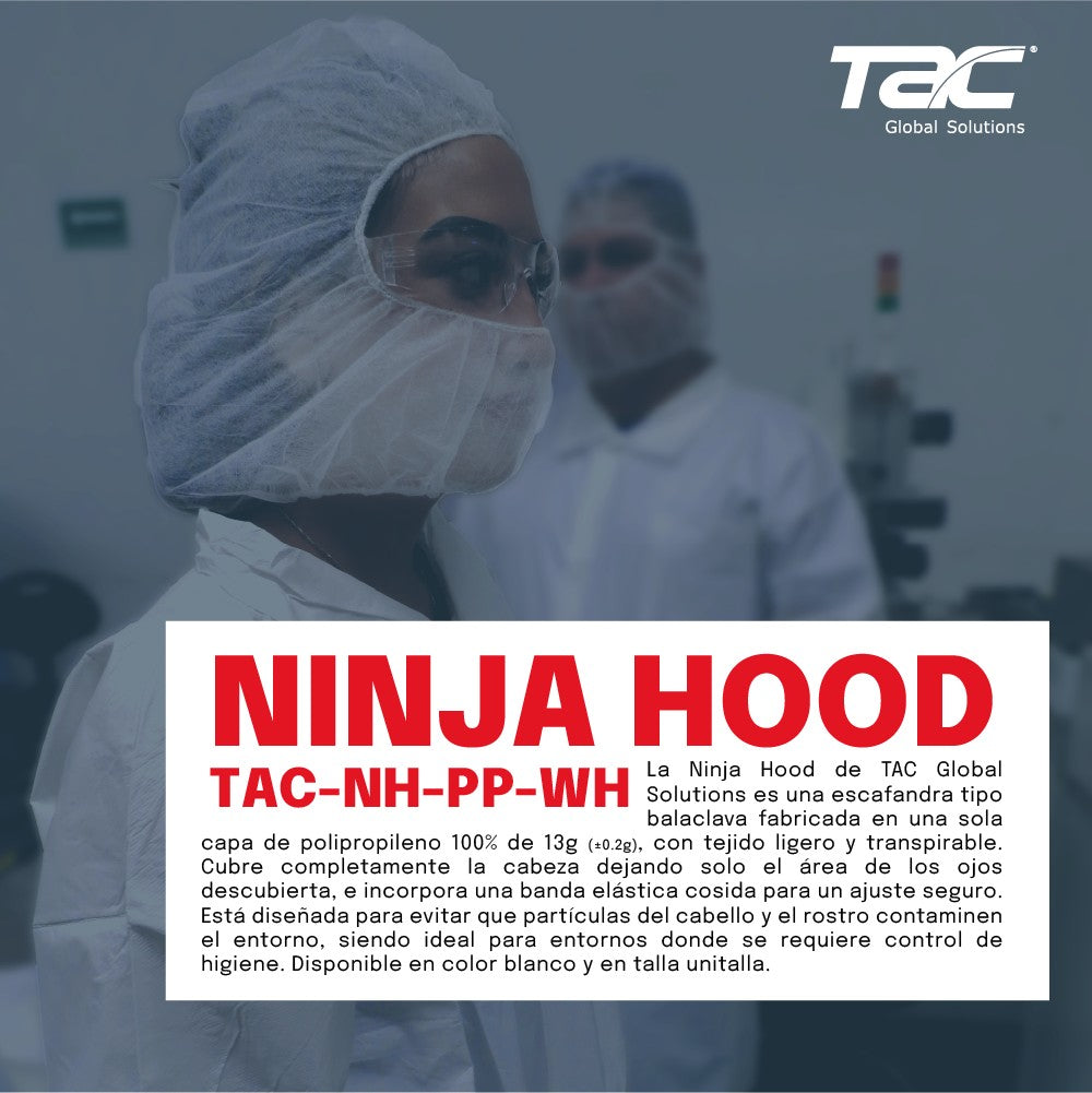 Escafandra Ninja Hood de Polipropileno TAC 100 Piezas-4