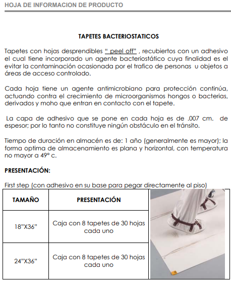 Tapete Bacteriostático Blanco Caja con 8 Tapetes de 30 Hojas-6