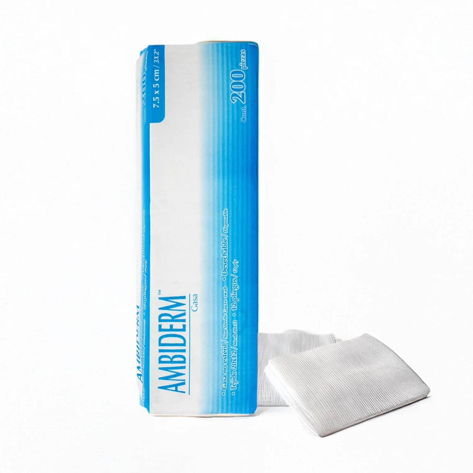 Gasa de Algodón No Estéril Ambiderm 10x10 cm Paquete con 200 Piezas