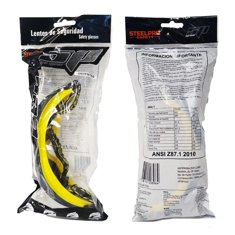 Goggle de Seguridad AL-SP-0001 Claro Steel Pro Protección Ocular Antiempañante Pza-3