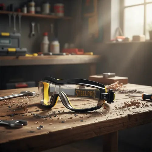 Goggle de Seguridad AL-SP-0001 Claro Steel Pro Protección Ocular Antiempañante Pza-4