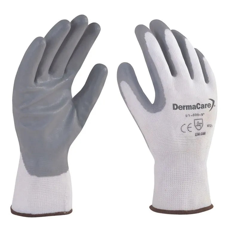 Guante 51-800 Nylon Blanco con Nitrilo Gris en Palma - Par-1