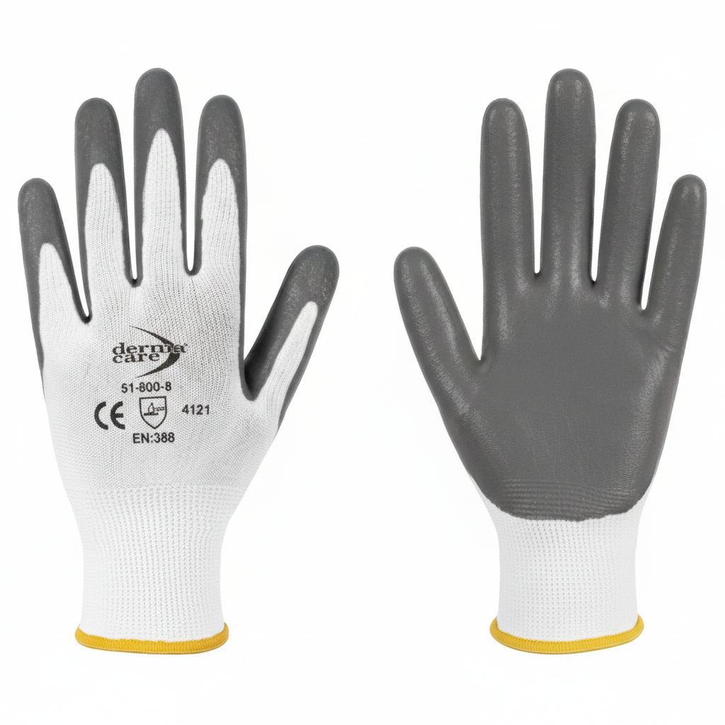Guante 51-800 Nylon Blanco con Nitrilo Gris en Palma - Par-2