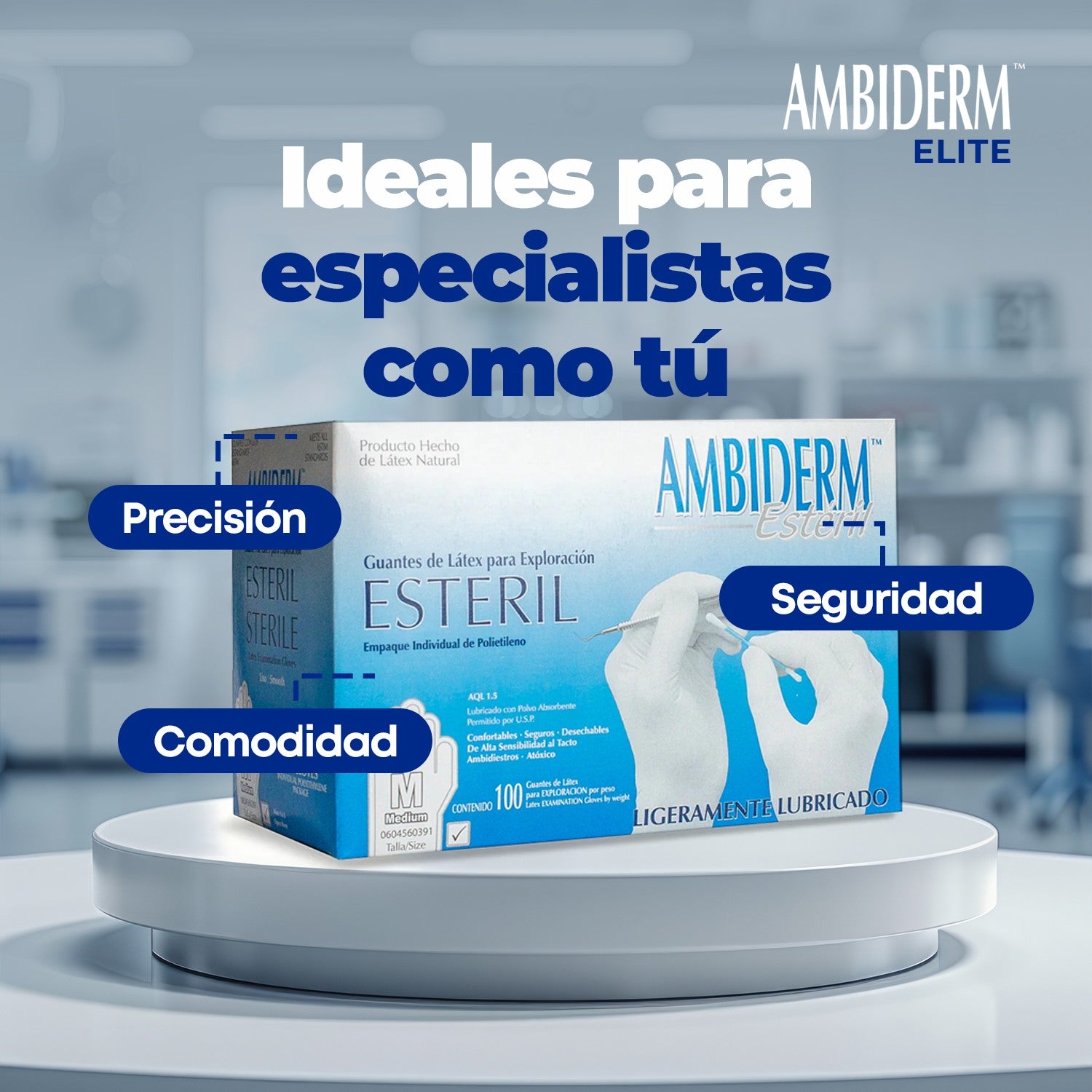 Guante Látex Ambiderm Estéril Exploración Bajo Polvo 100 Piezas-6