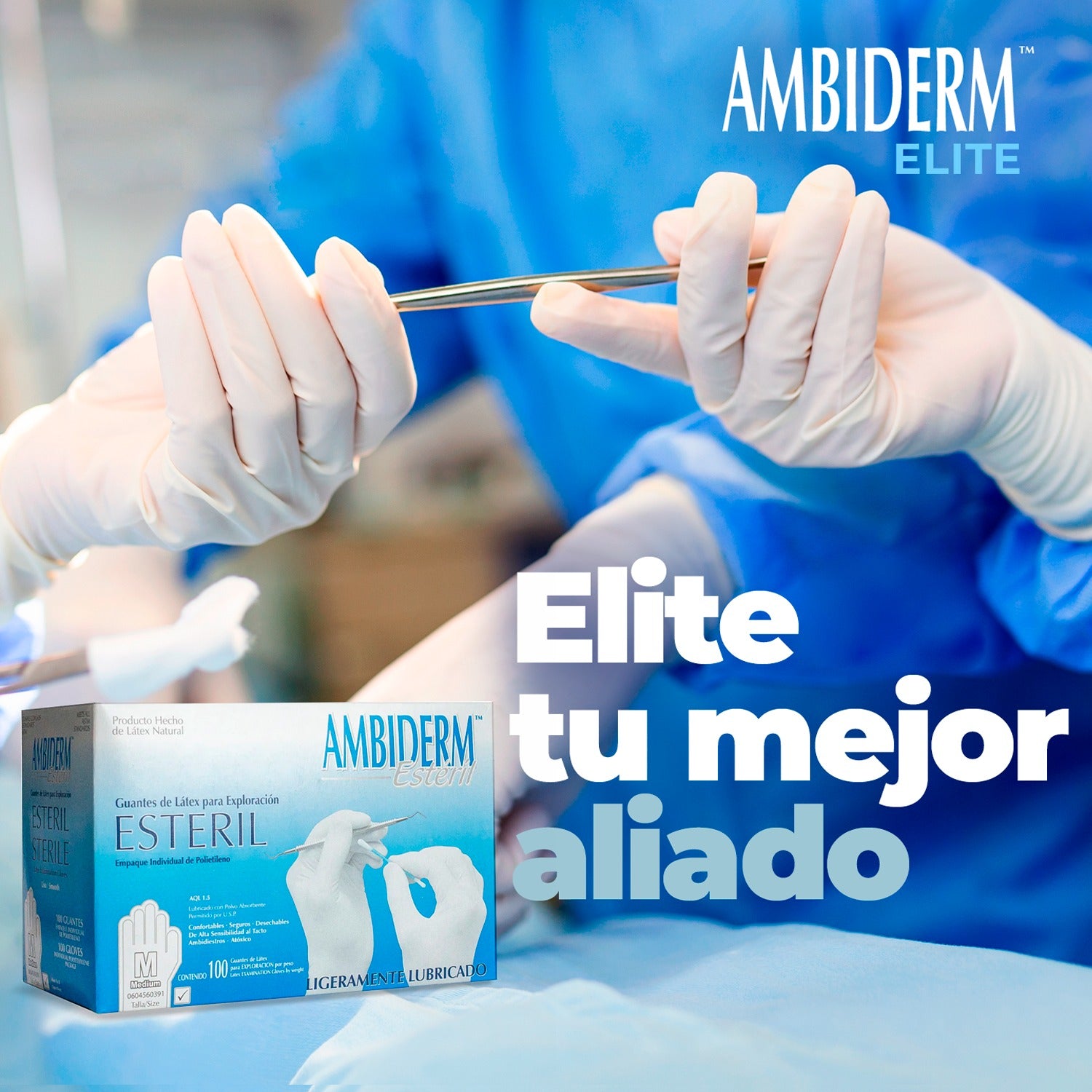 Guante Látex Ambiderm Estéril Exploración Bajo Polvo 100 Piezas-5