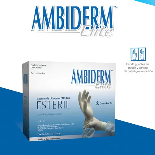 Guante de Látex Estéril Quirúrgico Bajo en Polvo Liso Ambiderm Elite 50 Pares-4