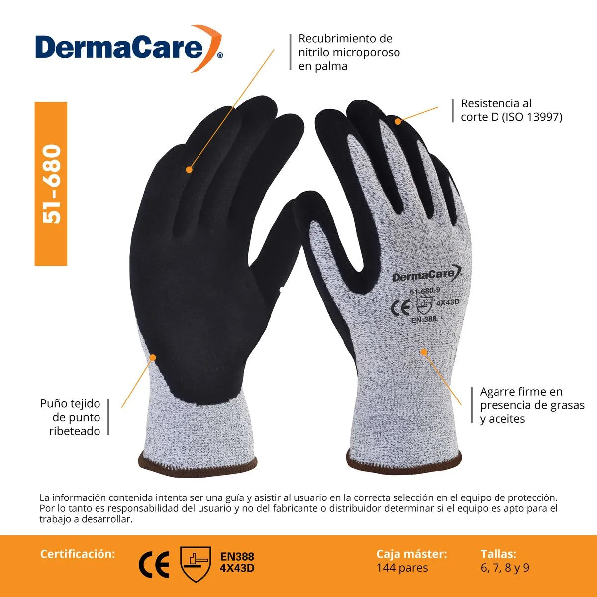 Guante Dermacare 51-680 Anticorte A2 | Poliuretano y HPPE-6