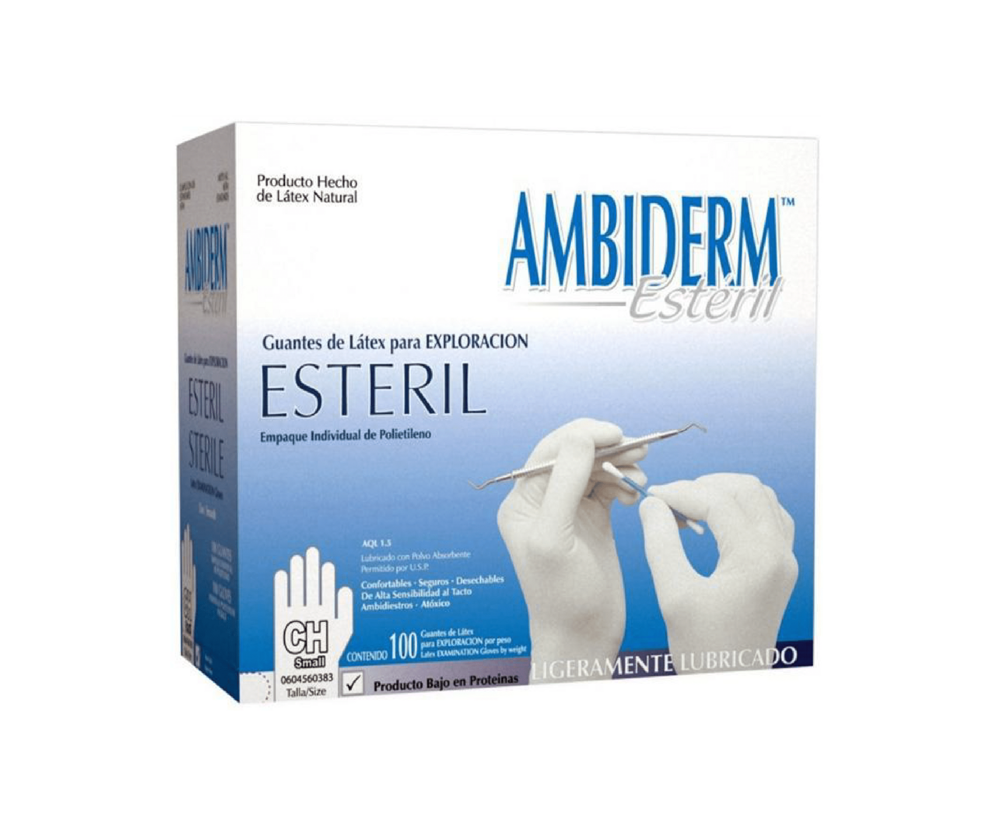Guante Látex Ambiderm Estéril Exploración Bajo Polvo 100 Piezas-4