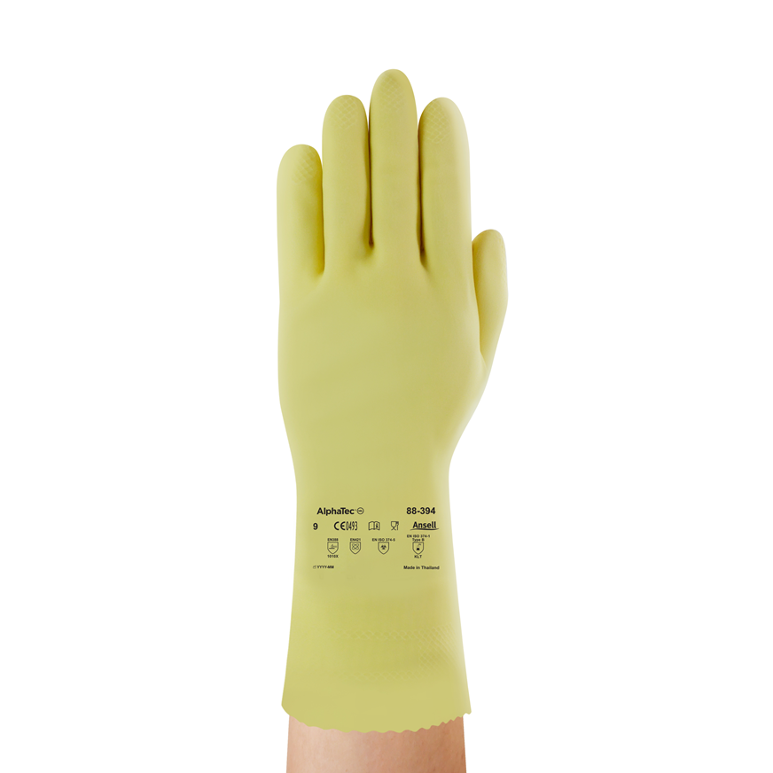 Guante de Látex Caucho AlphaTec 88-394 Ansell  Protección Química y Alta Resistencia PAR-1