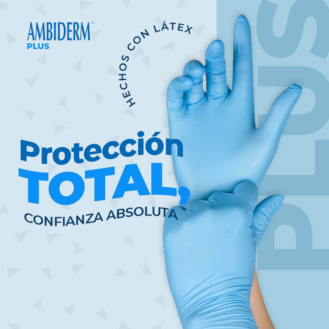 Guante de Látex Plus Azul Ambiderm Bajo en Polvo 100 Piezas-7