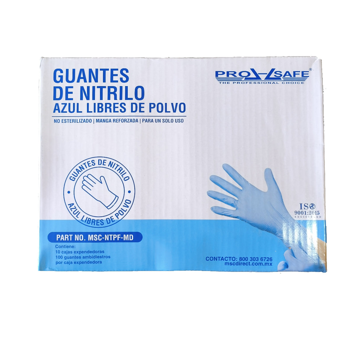 Guante de Nitrilo Azul de Alto Riesgo Pro Safe Sin Polvo Caja con 50 piezas-3