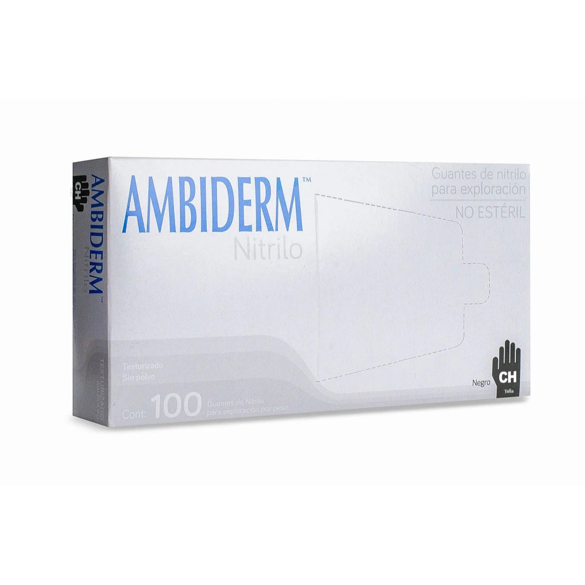 Guantes de Nitrilo Negro Ambiderm sin Polvo Caja con 100 Piezas