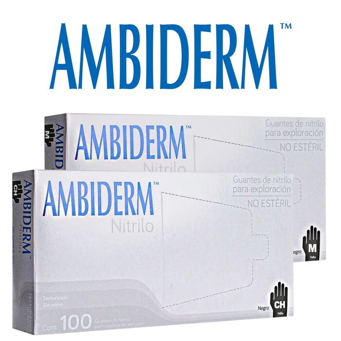 Guantes de Nitrilo Negro Ambiderm sin Polvo Caja con 100 Piezas-4