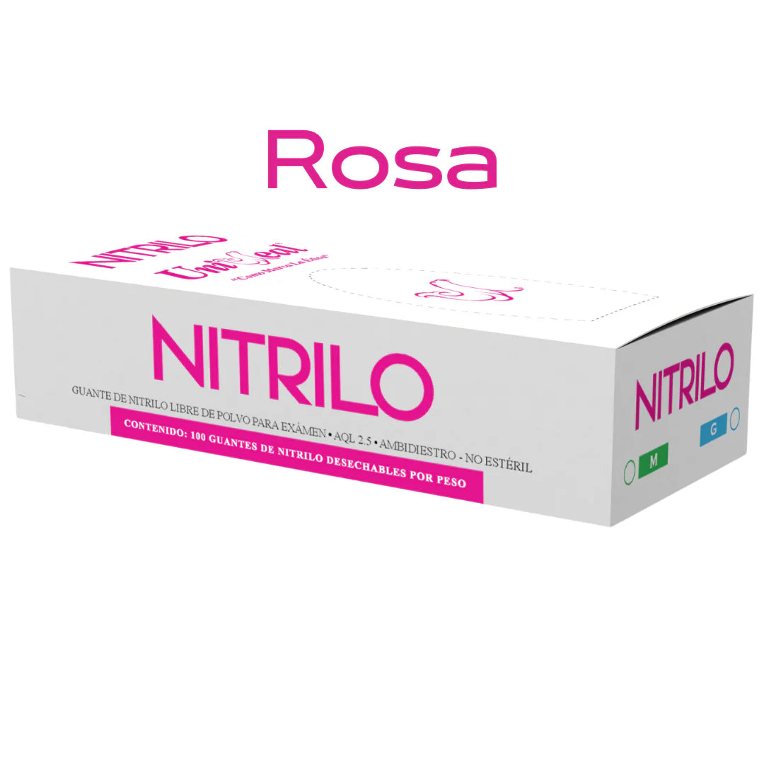 Guantes de Nitrilo Rosa Uniseal Sin Polvo Caja con 100 Piezas-3
