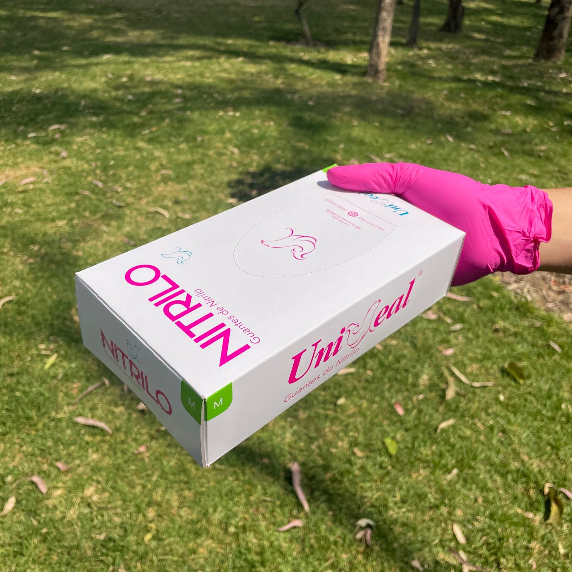 Guantes de Nitrilo Rosa Uniseal Sin Polvo Caja con 100 Piezas-6