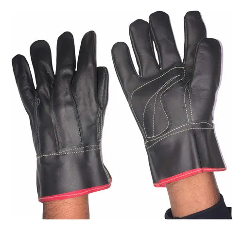 Guante de Piel para Operador Negro Protección y Resistencia para Trabajo Industrial Par