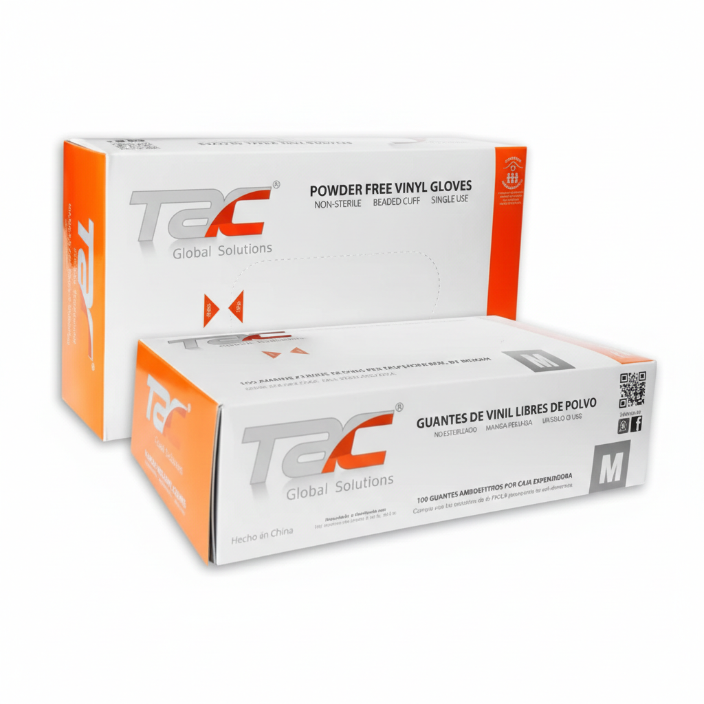 Guante de Vinyl TAC Libre de Polvo Transparente Caja 100 Piezas-1