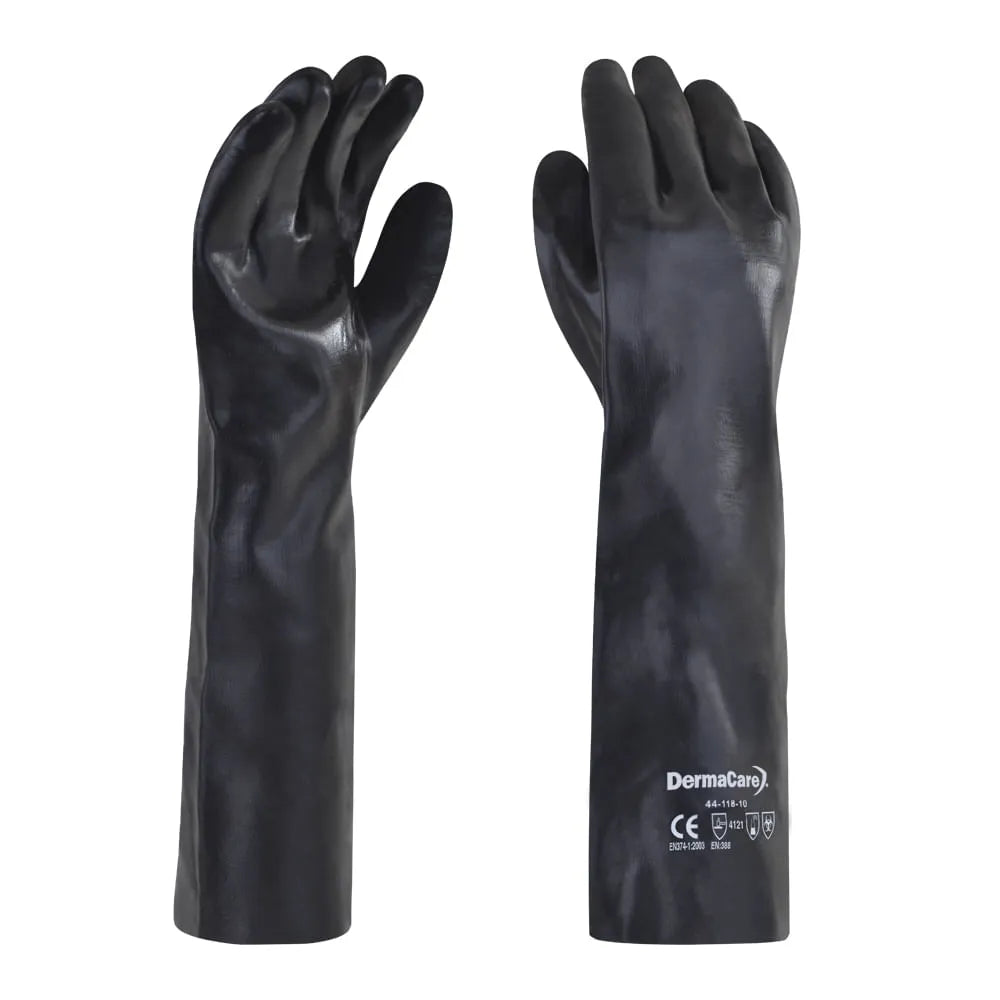 Guante Negro de PVC 44-118 Protección Industrial Contra Químicos y Humedad Par