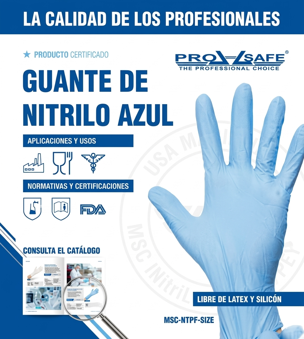 Guantes de Nitrilo Pro Safe | Sin Polvo | Caja 100 Pzas-3