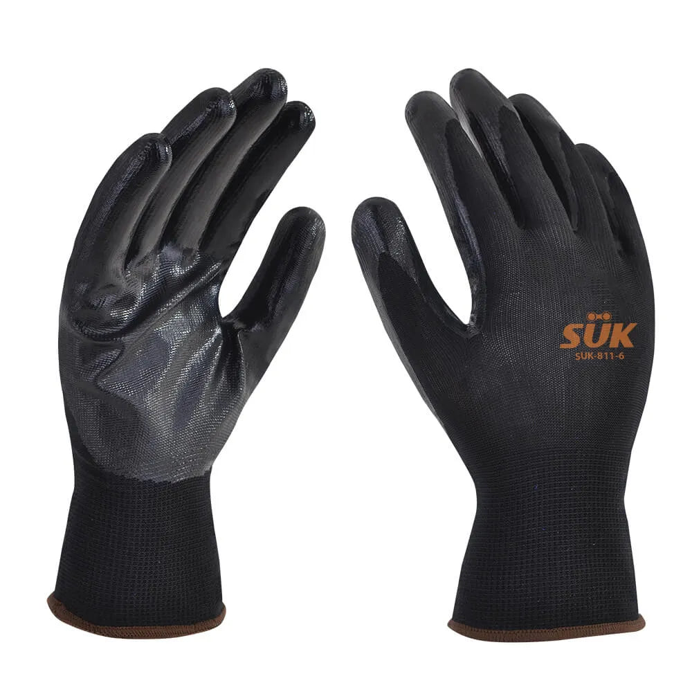 Guante de Nylon Negro con Palma de Nitrilo SUK-811 Protección y Agarre para Trabajo Industrial-1